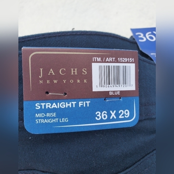 Jachs New York Men's Stretch Straight Fit Mid-Rise Navy‎ Blue Pant 36" x 29". - Picture 7 of 9